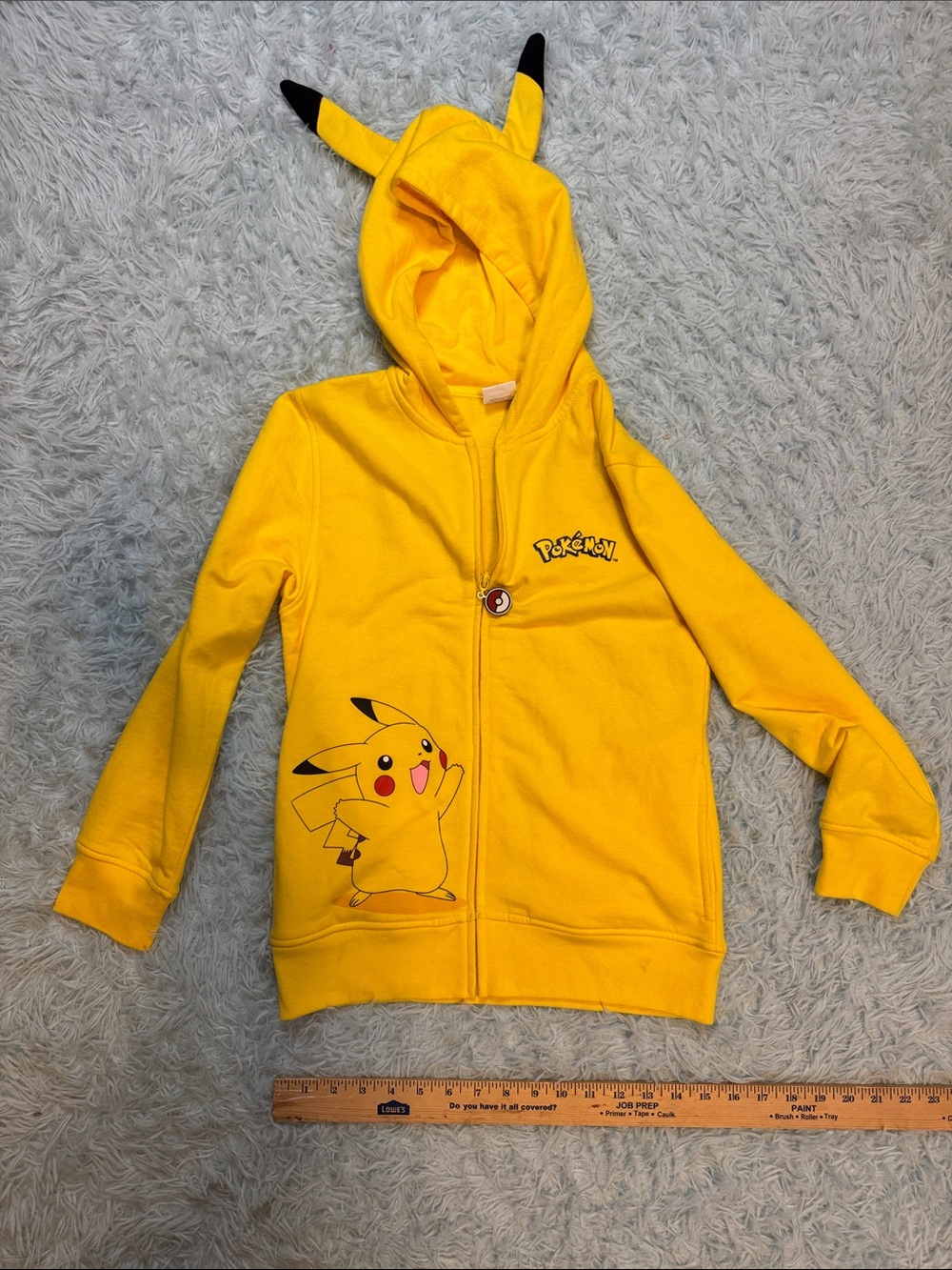 Pokemon Yellow Pikachu Ear Hoodie Zip Front - Kids girls medium
